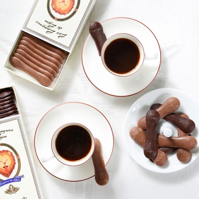 Langues de Lyon® Noir & Lait Coffret de 150g