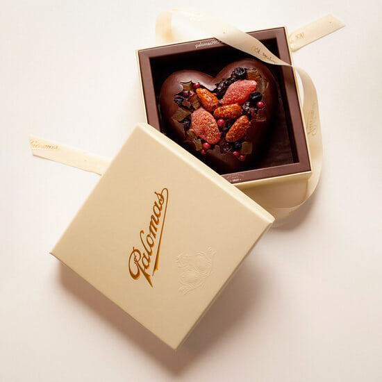 Cœur Chocolat Incrustation Noir Coffret